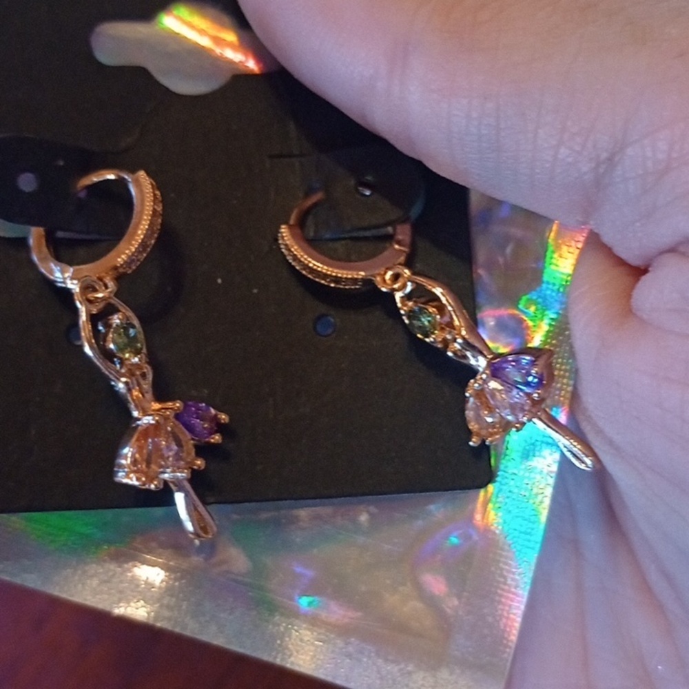 ♥️A Individually $10 Or Bundle 4/$20 Dainty Gold Ballerina Earrings 💛 - Picture 3 of 7